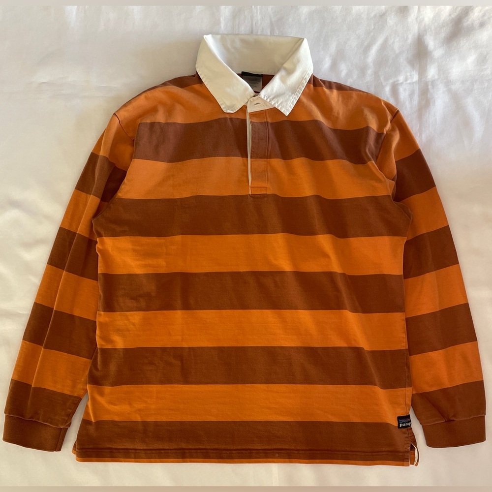 Vintage 00s Patagonia Rugby Polo Shirt Men's Size L Red Orange Stripe #54705FA